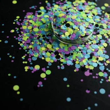Puslespil Form Neon Glitter Nail for DIY Dekoration Gel Body Art Fluorescerende Flake 50/100/200/500g Månen Runde Pailletter Makeup