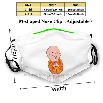Være Glad For Zen Smil Ansigt Litte Buddha Print Genanvendelige Pm2.5 Filter DIY Munden Maske Børn Buddha-Lotus Zendala Yoga Meditation