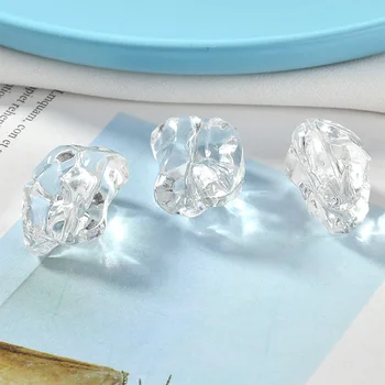 Gennemsigtig perforering Ice cube form resin perler 50stk/masse diy smykker øreringe/halskæde/armbånd vedhæng tilbehør