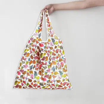 10STK indkøbsposer Bærbare Genanvendelige Trykt Bag Købmand Tote Tasker Til Shopping Udendørs Håndtaske Rejse indkøbsposer