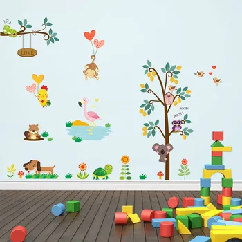 DIY Home Decor Børn Wall Stickers PVC Flytbare Dyr, Zoo Monkey Dog Koala Stickers Til børneværelset Dekoration