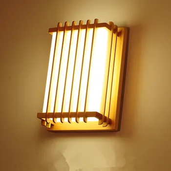 Væg Lamper Til Soveværelset Japansk Stil Lille Loft Lampe Værelses sengelampe Gangen Balkon Midtergangen Massivt Træ Lamper 30x22x12cm