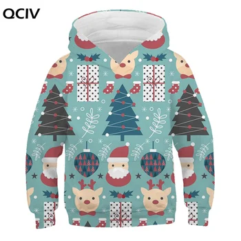 2020 Christmas Santa Claus Mode Dreng Pige Sweatshirts polyester Hættetrøjer Print Børn Tøj med Lange Ærmer fashion Sweatshirts