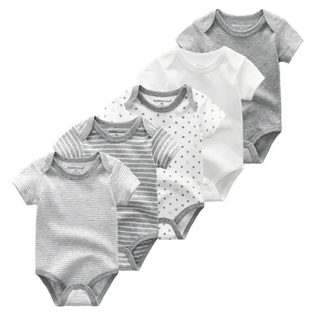 Solid 5PCS/Masse Unisex Baby Piger Tøj 0-12M Baby Drenge Tøj Nyfødte Bomuld Unicorn Piger Tøj Roupas de bebe Hvid