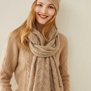 Den nye mode i 2020 ren cashmere kvinders efterår og vinter strik hals sjal, dobbelt formål