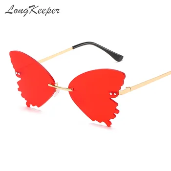 LongKeeper Luksus Uindfattede Butterfly Solbriller Kvinder Punk Mode Ocean Linse Nuancer Vintage lentes de sol mujer UV400