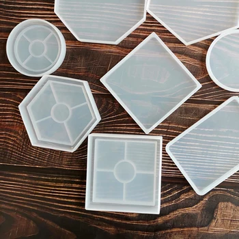 Silicone mold harpiks dekorative bordskånere værktøjer skimmel gips, cement coastere husstand silikone formen geometri design skuffe skimmel