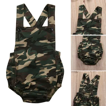 Camouflage Baby Sparkedragt Tøj 2019 Nye Sommer Ærmeløs Spædbarn Bebes Drenge Piger Mode Nyfødte Barn Børn Buksedragt Sunsuit