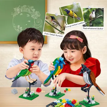 BanBao byggesten 3 Fugle Set Animal Cognition Mursten med klistermærker Pædagogisk Legetøj Model til Børn Børn Gave 5123