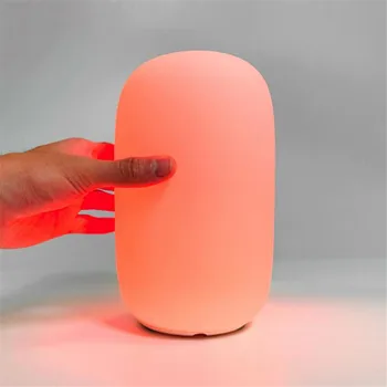 Kreative Orange Rød Søvn Nat Lys Genopladelige Blødt Silikone Tidsstyret Lukning Lampe