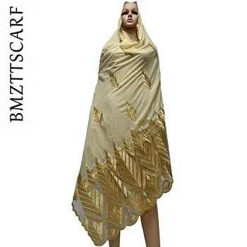 Høj Kvalitet Chiffon Tørklæde mulim kvinder broderet chiffon splejse tyl materiale store størrelse tørklæde for sjaler BM742