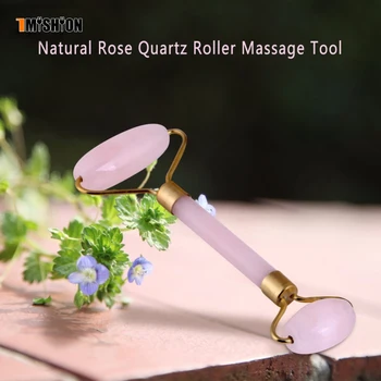 Naturlige Rosa Kvarts jade roller Crystal Facial Massage Gua Sha Rulle Sten Ansigt Tynd Dobbelt-hoved Anti-Rynke Face-lift Massage