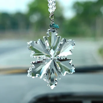 Snowflake Bil Vedhæng Crystal Bil Hængende Ornamenter Elegante Vedhæng Til Kvinder, Piger Bil Tilbehør Vedhæng I Bil Spejl Indretning