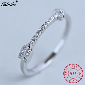 Blaike Kvindelige Crystal Tynd Ring 925 Sterling Sølv Ringe For Kvinder Minimalistisk Bryllup Bands Små Sten Engagement Ring Smykker