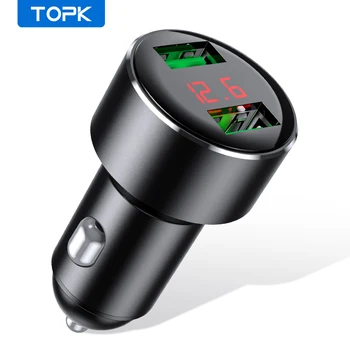 TOPK G209 Digital Display Dobbelt USB Bil Oplader til iPhone Xs Antal Samsung Xiaomi 3.1 En spændingsregulator Bil Oplader Til Telefonen