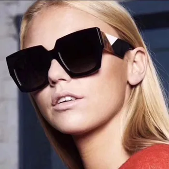 Overdimensionerede Solbriller til Mænd, Kvinder Retro Stor Ramme Sol Briller Damer Vintage Gradient Linse Solbriller UV400 Kvinde Mand