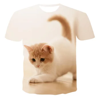Sommeren 2020 hot salg mænd og kvinder casual T-shirt 3D-print søde kat mode cool kortærmet top XXS-6XL