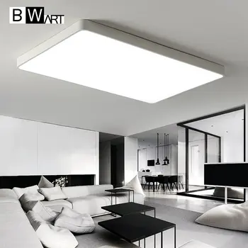 BWART Moderne LED-loftslampe til Office-gæst leve undersøgelse seng Hjem Sort hvid rektangel Dekoration loft lys