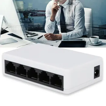 RJ45 MINI 5-Ports Fast Ethernet-Netværk Black Skifte Hub for Desktop-PC ' Fuld Gigabit Ethernet-Switch