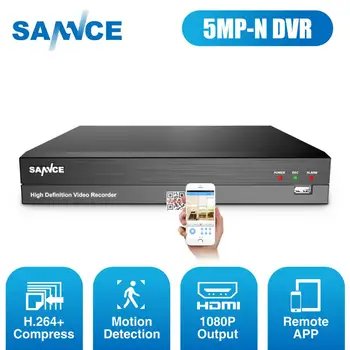 SANNCE 8CH 5MP-N Super HD Videoovervågning Optager 5MP Lite H. 264+ Sikkerhed DVR Støtte XVI AHD CVI TVI CVBS GB HD-Kameraer