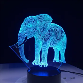 3D LED Nat Lys Dans Elefant med 7 Farver Lys til Hjemmet Udsmykning Lampe Fantastiske Visualisering Optisk Illusion AW-1520