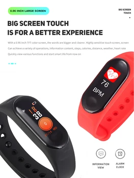 Smart Armbånd Puls, Blodtryk Sundhed Smart Ur M3 Plus Bluetooth Ur Armbånd Fitness Tracker Vandtæt Pedome