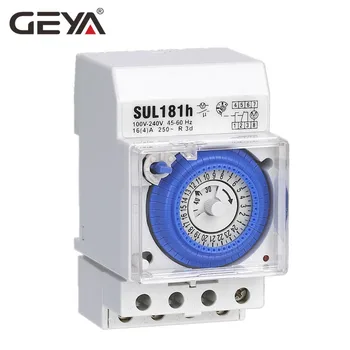 GEYA SUL181h 220V Tid Skifte 24 Timer Mekaniske Programmerbare Din-Skinne Timer Switch Relæ med Batteri 110V-240V