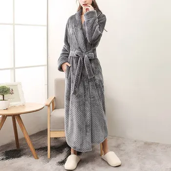 Hot Salg 2020 Nye Vinter Kvinders Pyjamas Ternet Kjole Badekåbe Solid Bløde Flonel Mode Kvindelige Lange Tykke Sleepdress