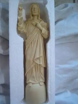 Hellige Hånd Malet Religiøse Figur Vintage harpiks Jesus Hellige Hjerte Statue 22,5 cm Høj