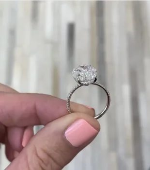 Luksus 925 Sterling Sølv oval cut-4ct-Diamant ring finger Cocktail Bryllup forlovelsesringe for Kvinder Fine Smykker