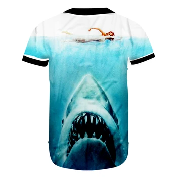 UJWI Baseball Jersey-Shirt Mænd er Nye Slim Fit 3D-Print Marine Haj Casual Stor Størrelse Tøj til Unisex-Knap T-shirt