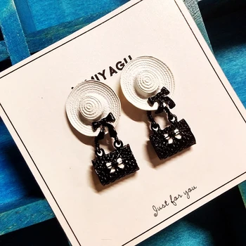 Mimiyagu designer trendy stil øreringe smykker til kvinder hvid kasket match sort taske til dame øreringe