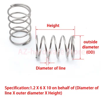304 rustfrit stål fjeder retur fjeder stål Wire Diameter 0,8 mm udvendig diameter 14mm pres forår 10 Stk