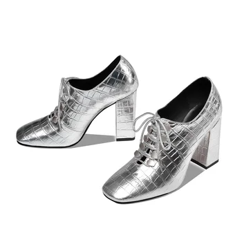 2020 foråret elegant spids tå sexy høje hæle patent læder snøre lavvandede kvinder pumper damer prom party kontor sko kvinde