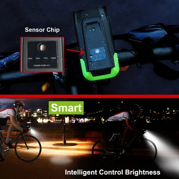 4000mAh Induktion Cykel Foran Lys Sæt USB-Genopladelige Smart Forlygte Med Horn 800 Lumen LED Cykel Lampe Cyklus Lommelygte