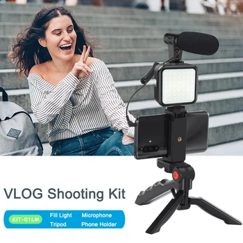 Jumpflash Vlog Skydning Kits Studie Fotografering Passer Med Mikrofon LED Fyld Lys Stativ Til din Smartphone-Kamera Video-Optagelse