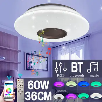 Smart Led-loftslampe RGB-Dæmpbar 60W 36cm bluetooth-App-Fjernbetjening, Dæmpes Musikken Moderne Led-loftslampe Tid Timeable