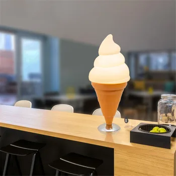 Kreative Ice Cream Kegle Børn Bordlampe Til Spisestue, Soveværelse Bar Bruser Nat Lys Dessert Butik Dekoration Led-Armatur E27