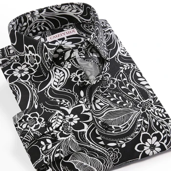Mænds Mode Blomster Trykt Ferie Casual Hawaii-Skjorter Lomme-mindre Design med Lange Ærmer Standard-fit Blomster Stranden Shirt