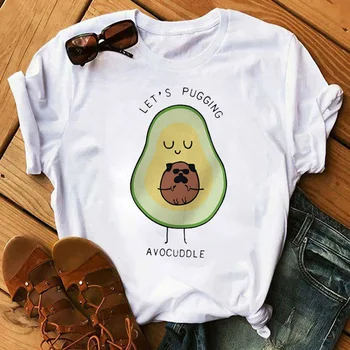 Sommeren Kvinder Kawaii Tegnefilm Avocado kortærmet T-shirt Pige Casual Avocado Grafisk Toppe Kvindelige Tee T-shirts Toppe