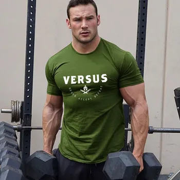 Mænds rund hals fitness T-shirt 2019 nye mænds tøj, mode mænds sportstøj jogger trænings-og casual bodybuilding short sleev