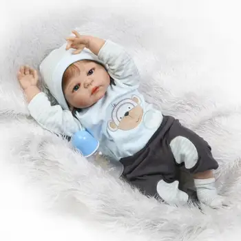 RCtown 56cm Silikone Reborn Baby Dukke Dreng Legetøj som rigtig fuld Silikone Krop Nyfødte babyer dukke med Tøj sutteflaske