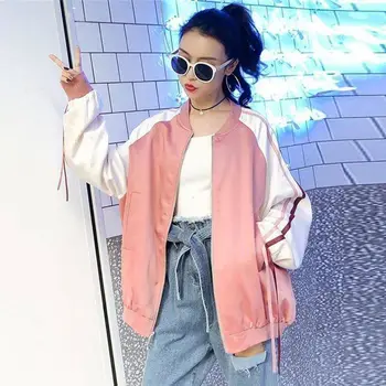 Jakke, Kvinder, Pink Tøj Patchwork Plus Size Casual Løs Kawaii Tøj til Kvinder Jakker og Frakker Harajuku Nyhed Streetwear