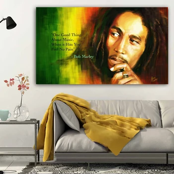 Bob Marley Lærred Maleri Portræt Plakater og Prints Væg Kunst Billeder Til stuen Klassisk Dekorativt Olie Maleri Cuadros