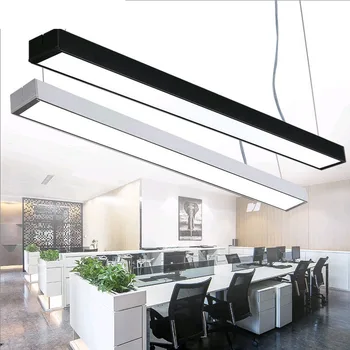 Kontor lysekroner led strip lights kontorbygning kreative aluminium lysekroner rektangulære hængende line lamper led-armatur