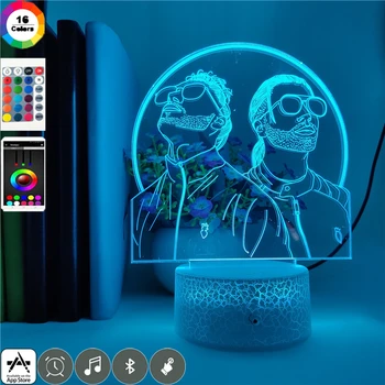 Fransk Rap-Gruppen PNL 3d-Nat Lys Led Farve Skiftende Nat Lampe Soveværelse Bord Lys for Fans Suprise Gaver Bluetooth Højttaler