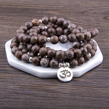 108 Perler natursten Bøn Perler Buddhistiske Buddha Meditation Charme Armbånd til Kvinder, Mænd Yoga Håndlavede Smykker