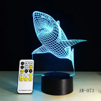 3d Led-Lys Nat Kreative Haj Børn bordlampe Hologram Illusion, Soveværelse, Stue 7 Farver Usb-Led Lampe, AW-073