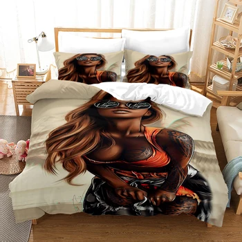 Fanaijia 3d-Print Afrikansk Pige Dynebetræk med Pudebetræk Luksus Sengetøj Sæt Sengetøj i Western-Stil Bed Set Fuld Størrelse