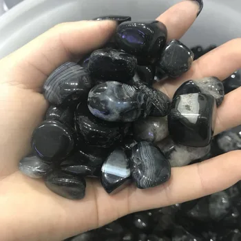 50g naturlig sort agat crystal grus væltede sten have dekorative